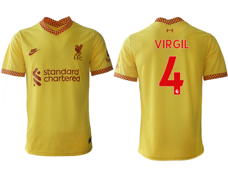 Men 2021-2022 Club Liverpool Second away aaa version yellow #4 Soccer Jersey->liverpool jersey->Soccer Club Jersey